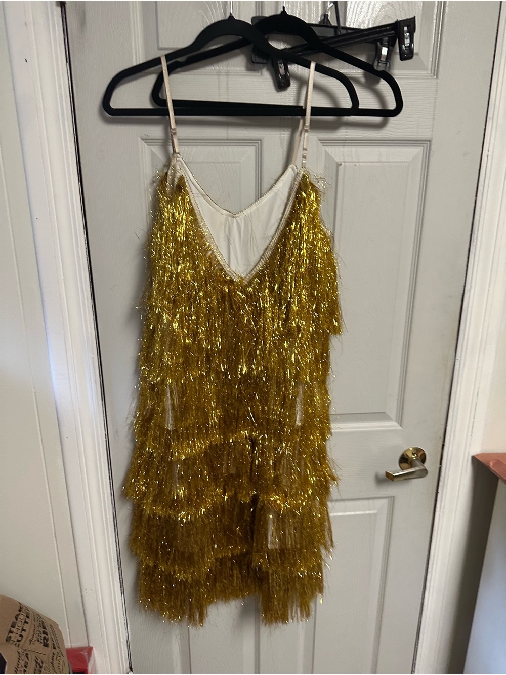 Gold Fringe Party Dress Costume for women.
